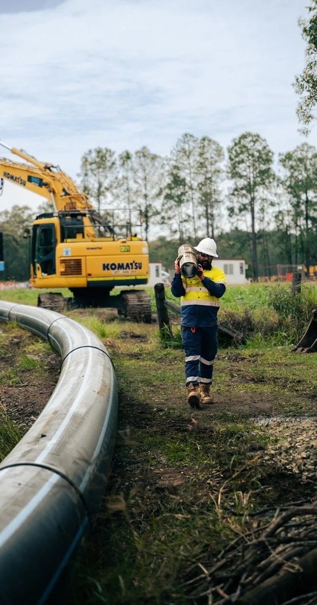 Pipe stringing for the Bribie Island Road trunk water main duplication