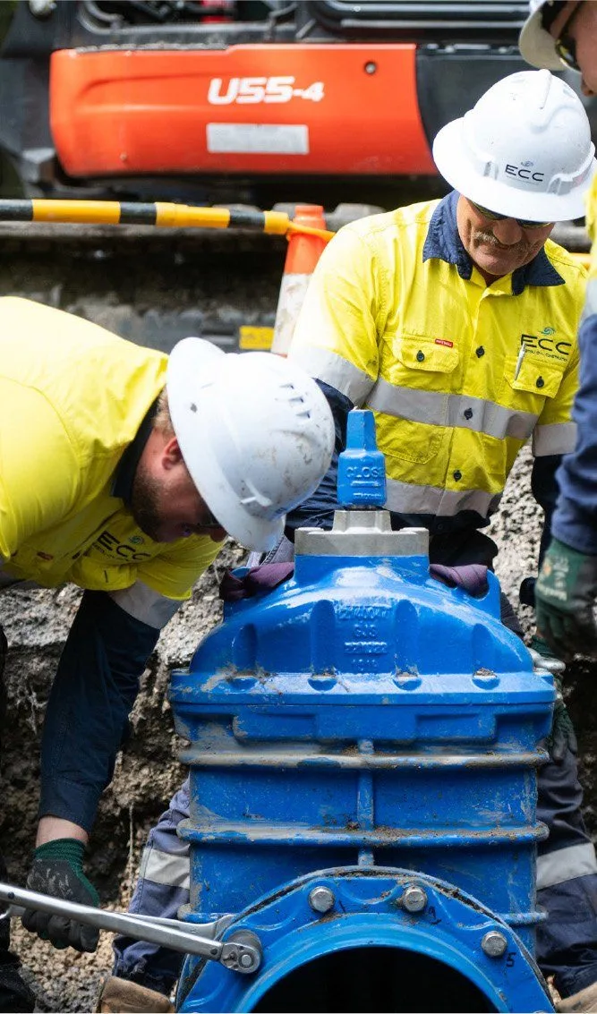 Valve installation works during a treatment plant renewal